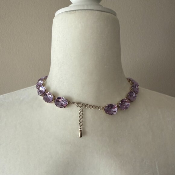 Anna Wintour Style Violet Purple Lavender Crystal Statement Collet Necklace - Picture 7 of 13